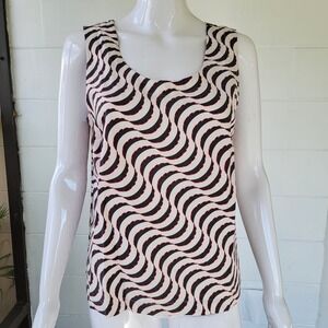 VTG 90s Go Silk Tank Top Black White Women M Mod Retro Chic Minimalist Classy